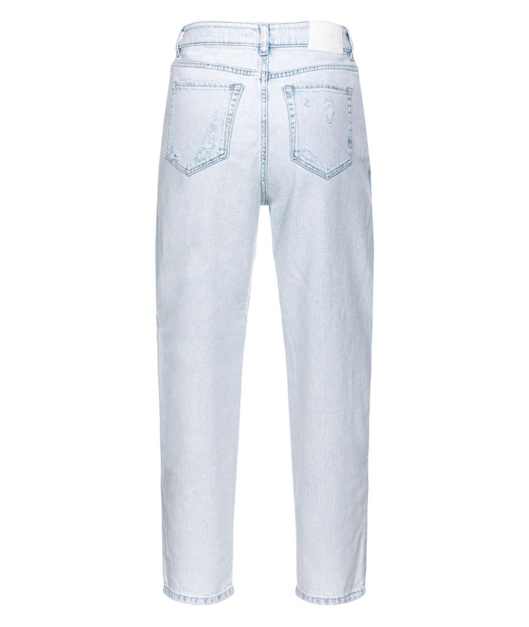 PINKO Голубые хлопко-полиэстеровые прямые джинсы, фото 2