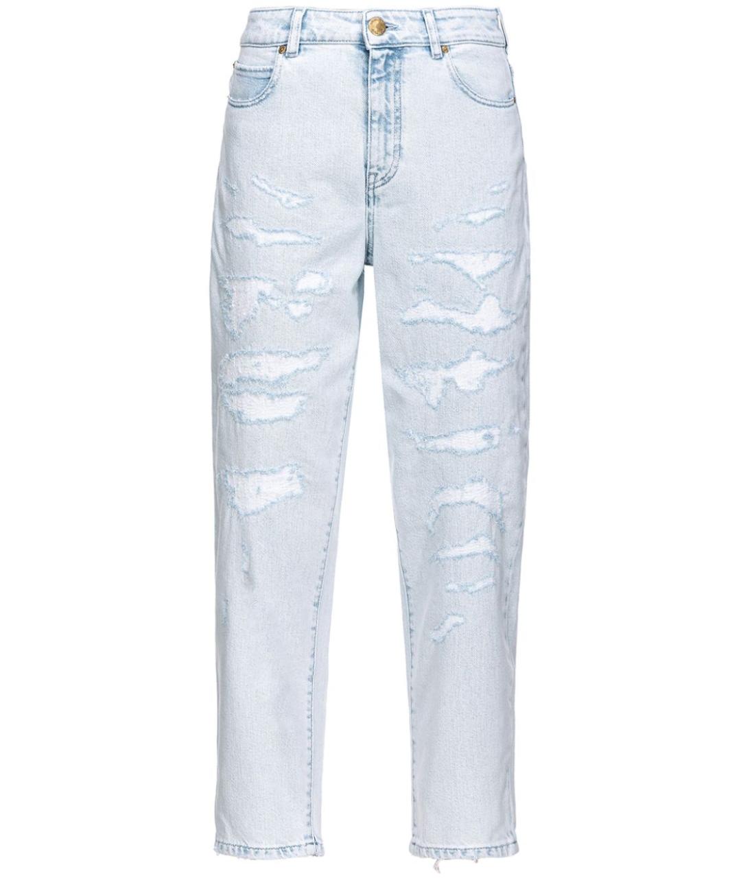 PINKO Голубые хлопко-полиэстеровые прямые джинсы, фото 1