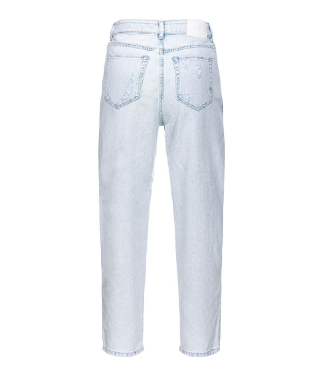 PINKO Голубые хлопко-полиэстеровые прямые джинсы, фото 3