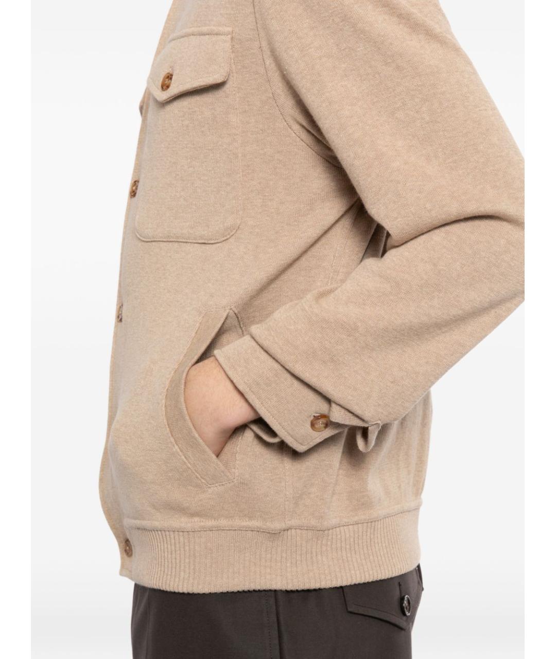 LARDINI Бежевый хлопковый пиджак, фото 4