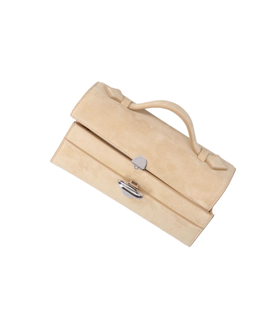 Savette Бежевая замшевая сумка с короткими ручками, фото 4