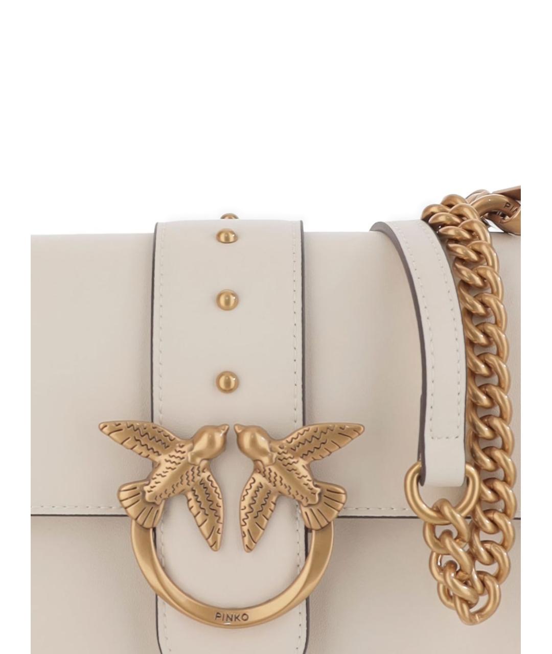 PINKO Бежевая кожаная сумка через плечо, фото 4