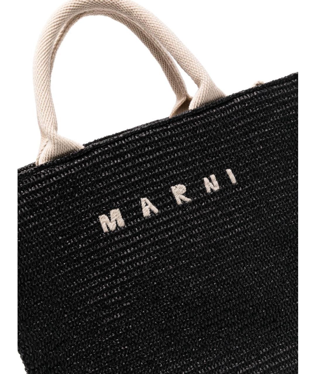 MARNI Черная пелетеная сумка тоут, фото 2
