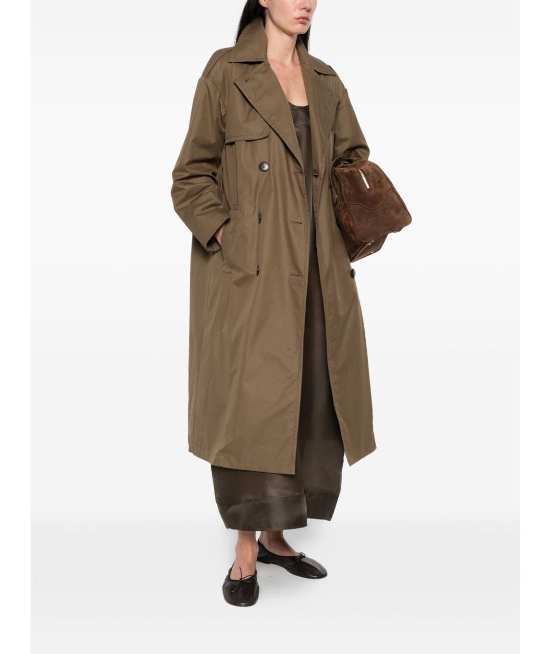 MAX MARA STUDIO Коричневый хлопковый тренч/плащ, фото 2