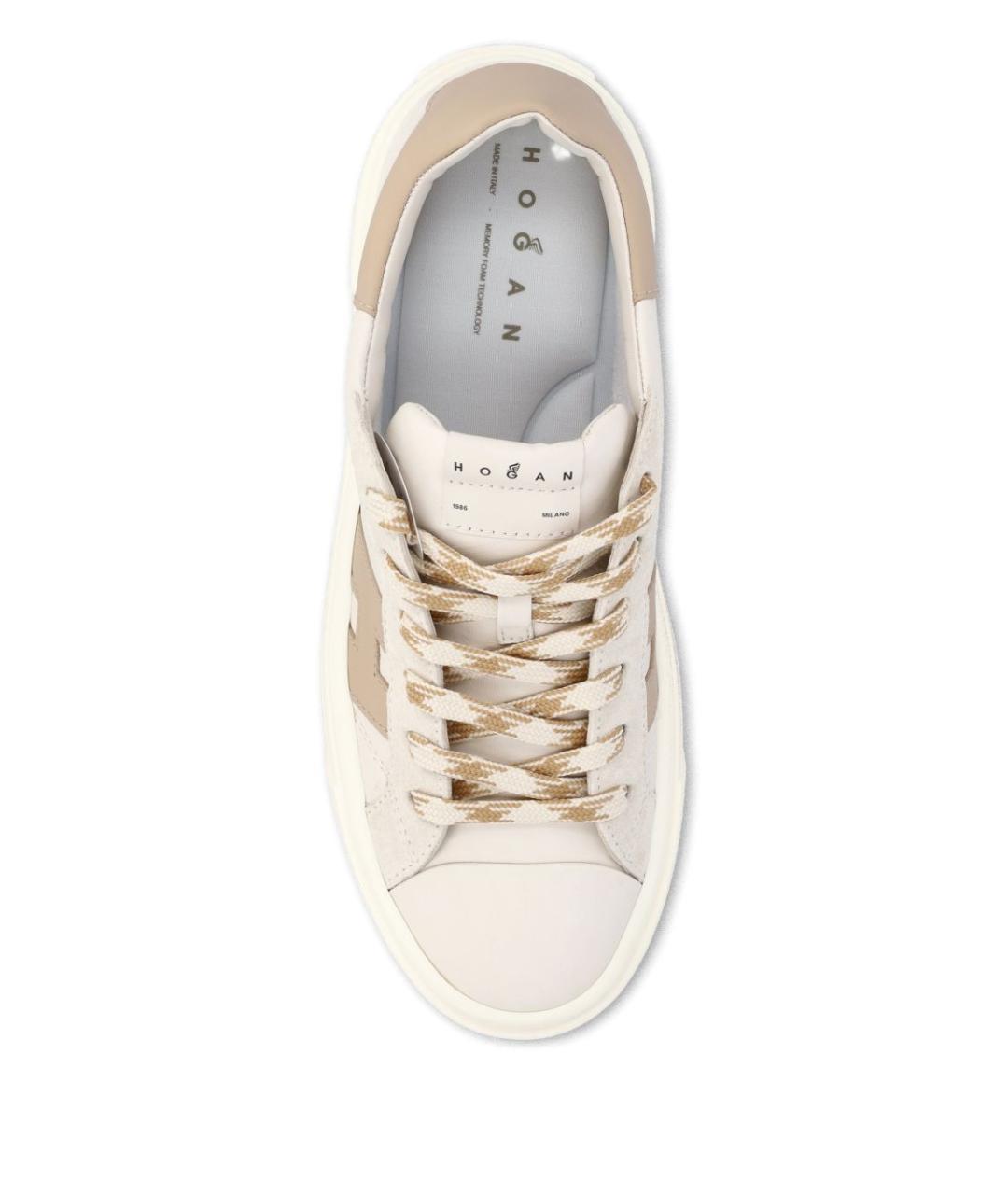 HOGAN Бежевые кожаные кеды, фото 4