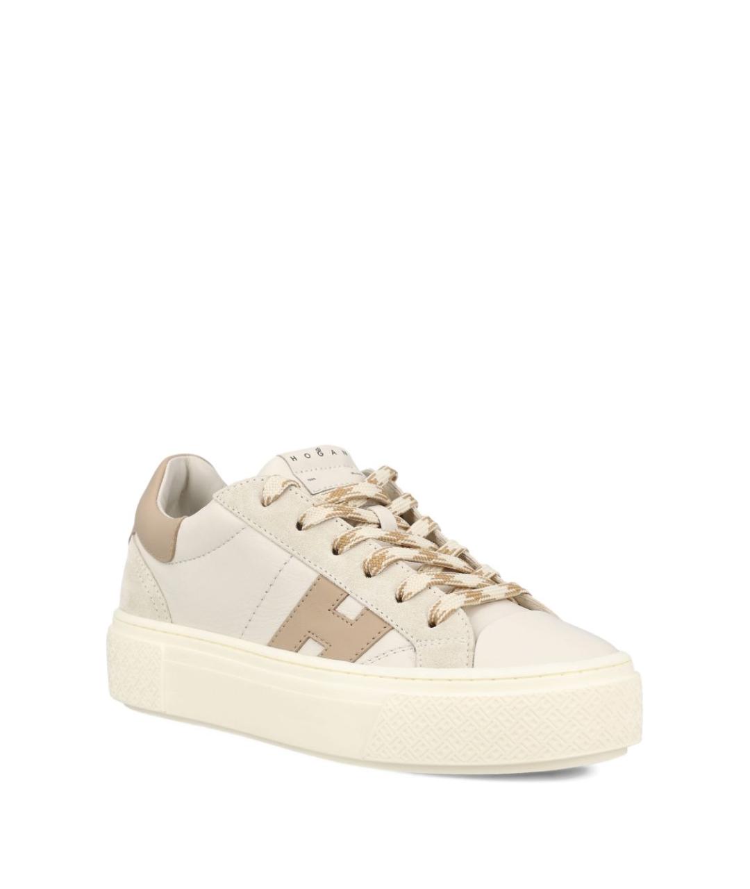 HOGAN Бежевые кожаные кеды, фото 2