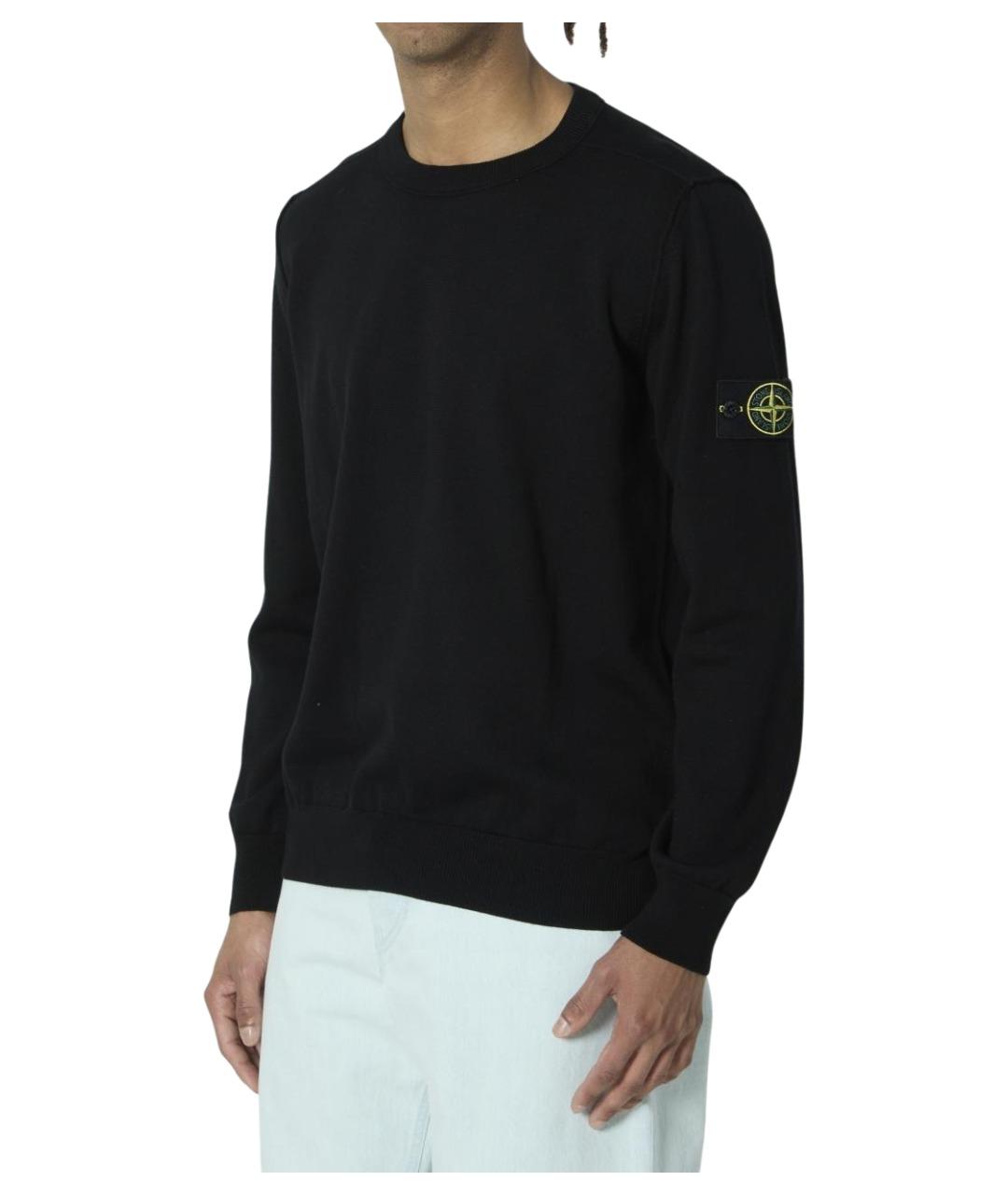 STONE ISLAND Черный хлопковый джемпер / свитер, фото 2