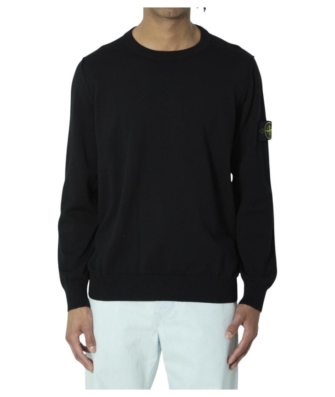 STONE ISLAND Черный хлопковый джемпер / свитер, фото 1