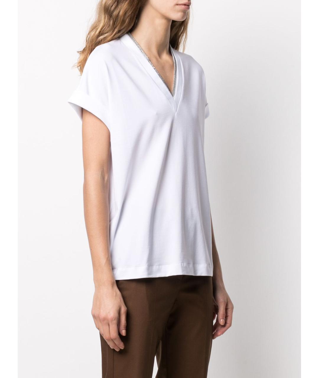 BRUNELLO CUCINELLI Белая хлопковая футболка, фото 4