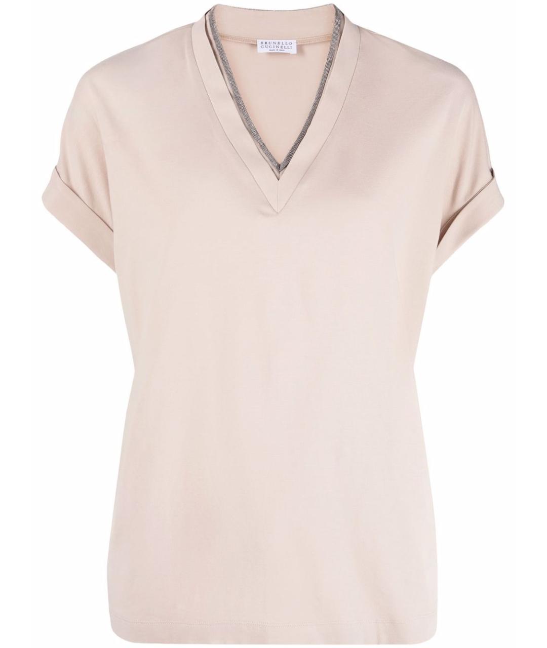 BRUNELLO CUCINELLI Бежевая хлопковая футболка, фото 1