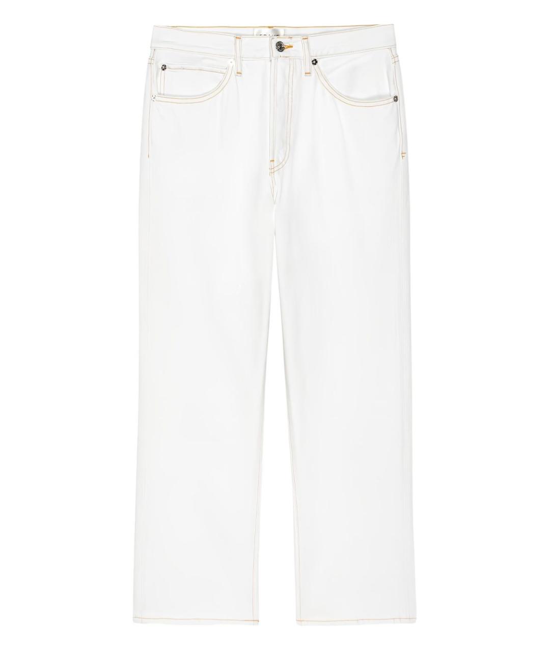 FRAME Белые хлопковые прямые джинсы, фото 4