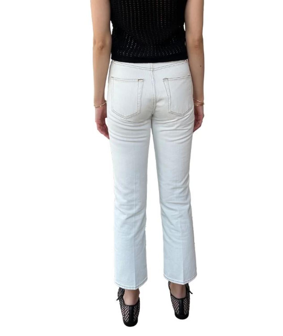 FRAME Белые хлопковые прямые джинсы, фото 2