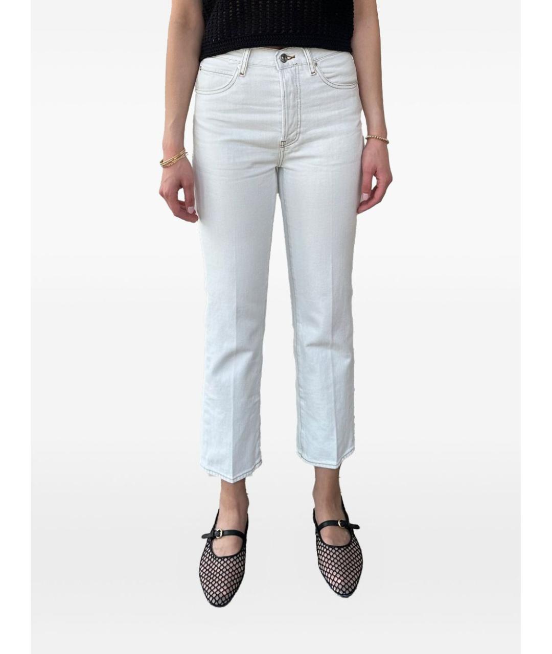 FRAME Белые хлопковые прямые джинсы, фото 3