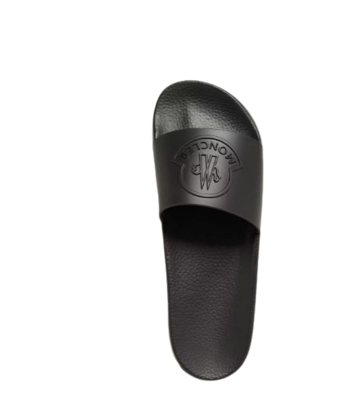 MONCLER Черные резиновые шлепанцы, фото 2