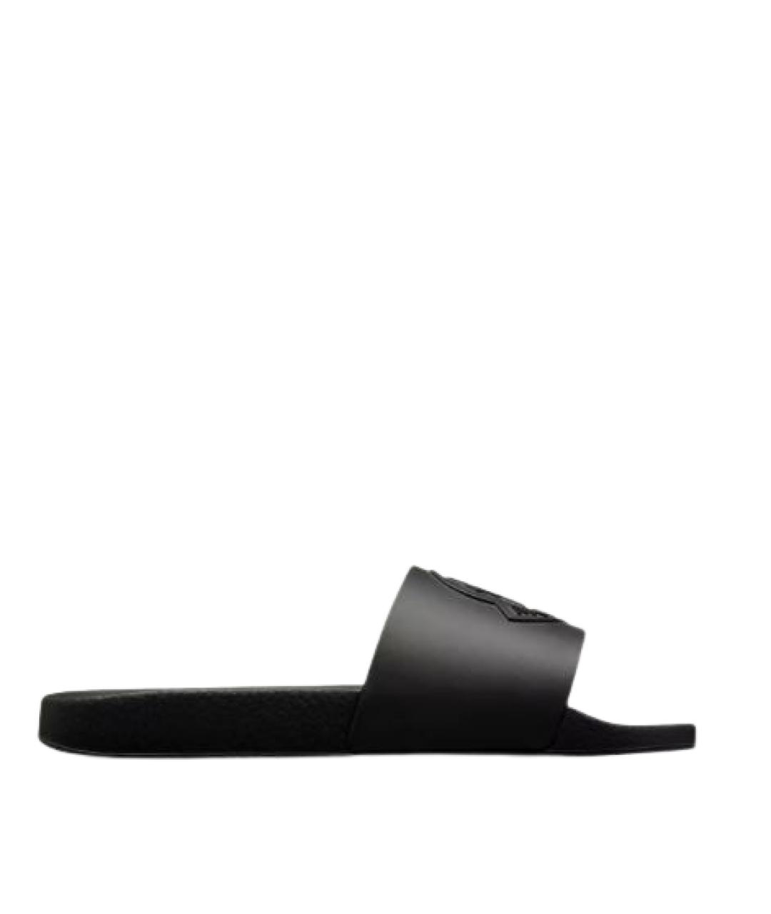 MONCLER Черные резиновые шлепанцы, фото 1