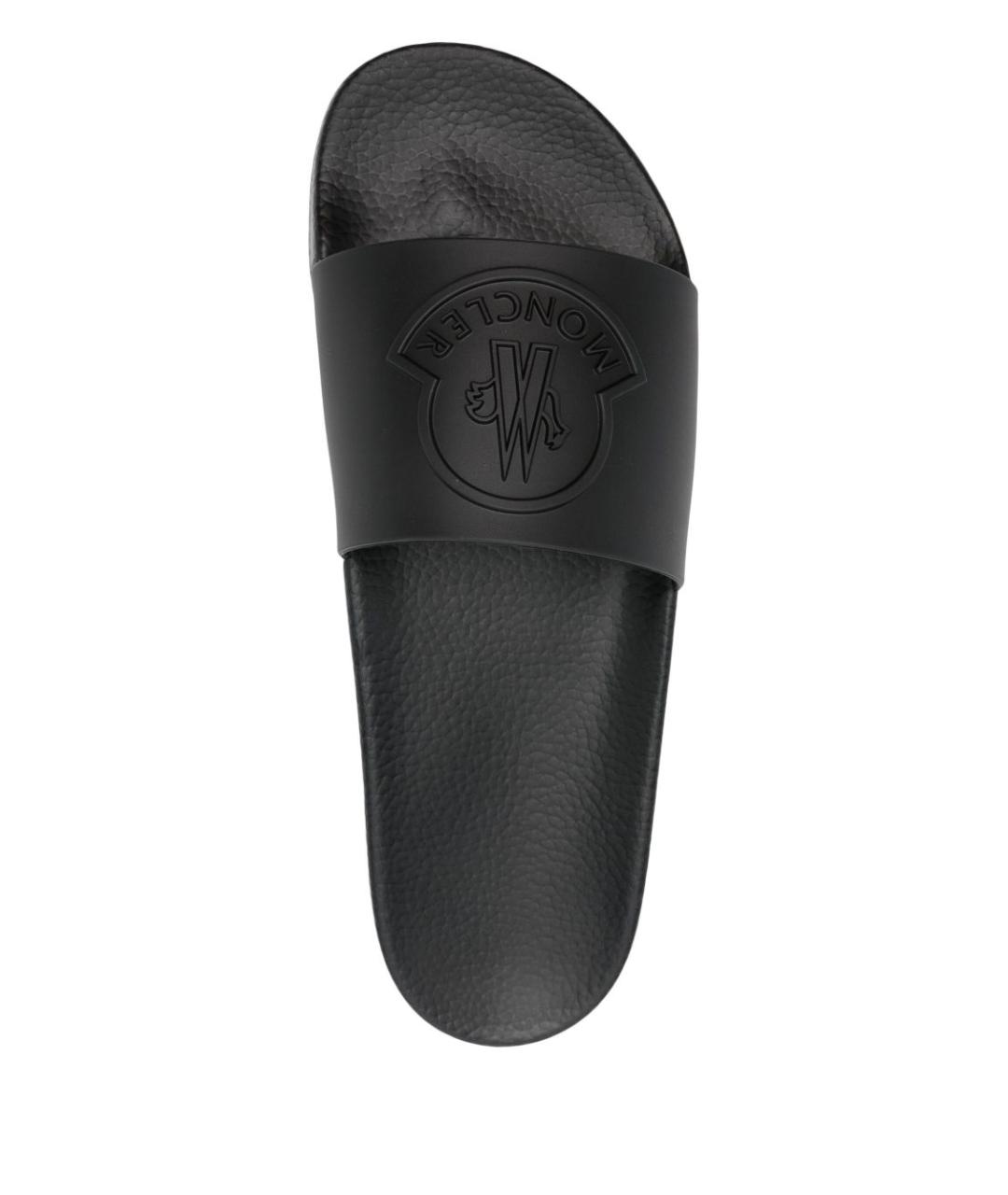 MONCLER Черные резиновые шлепанцы, фото 4