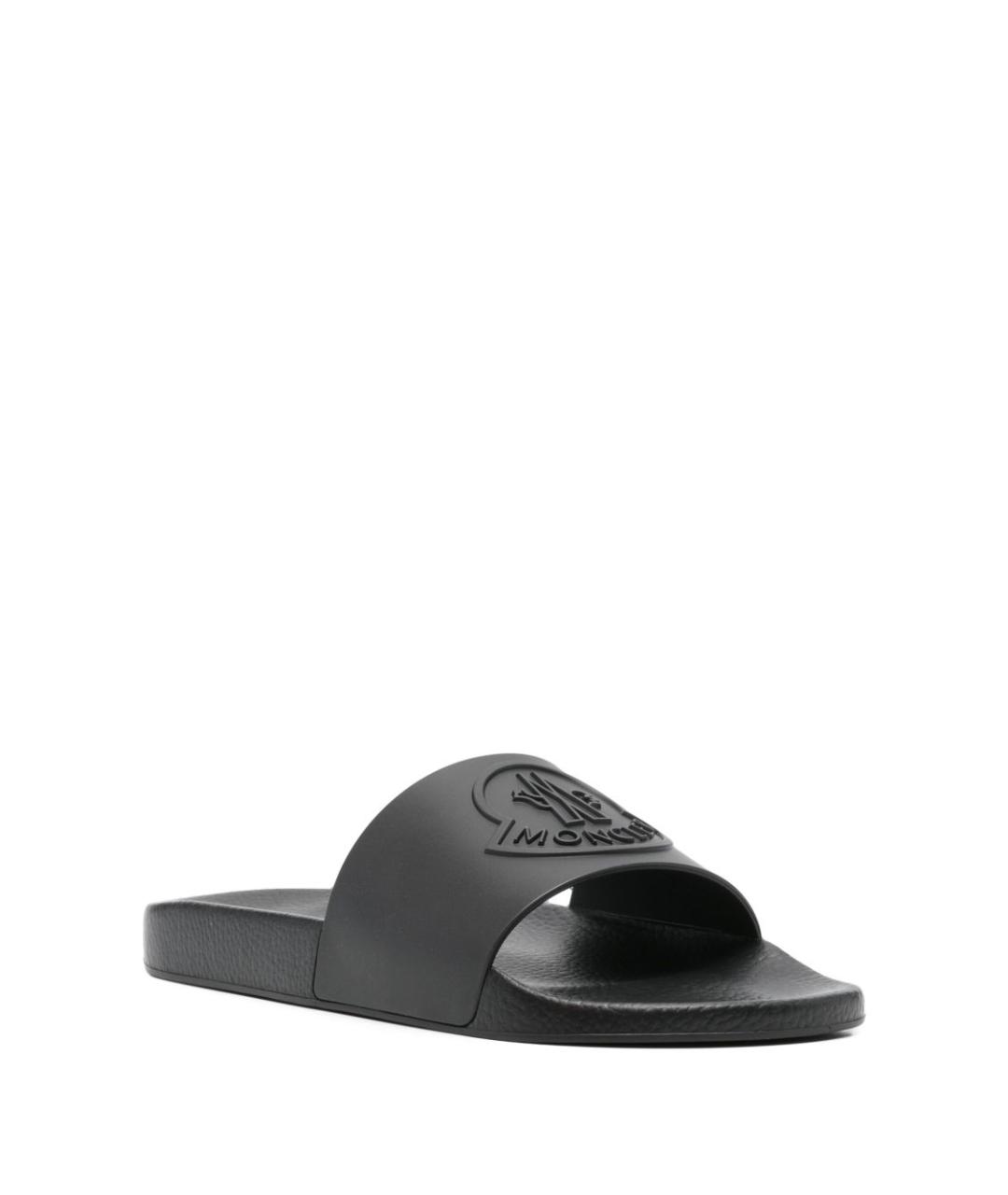 MONCLER Черные резиновые шлепанцы, фото 6