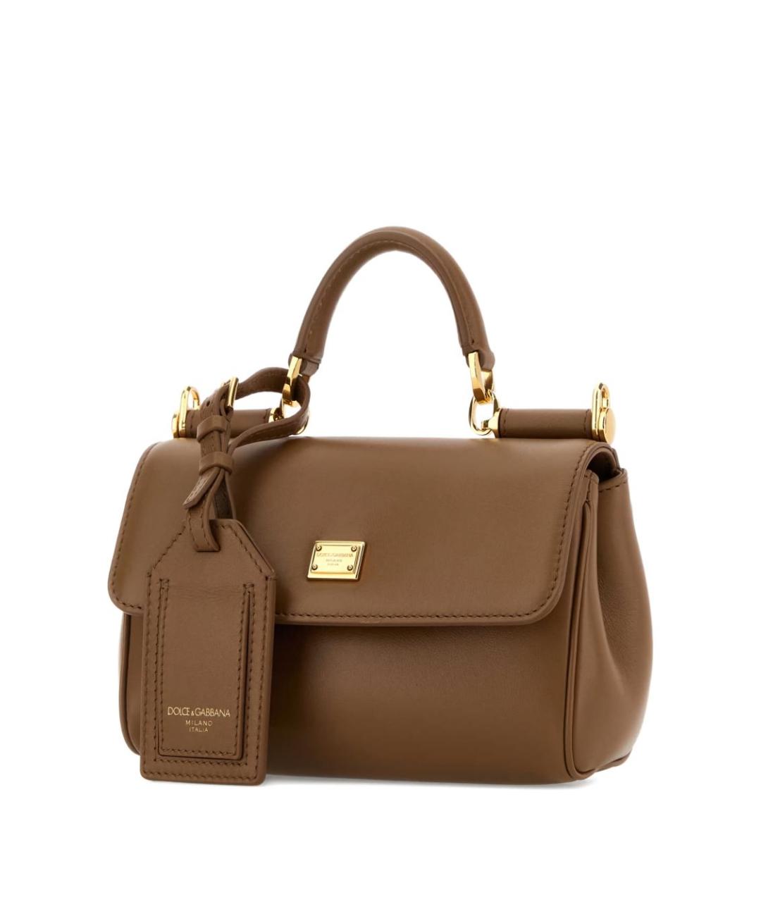 DOLCE&GABBANA Коричневая кожаная сумка тоут, фото 4