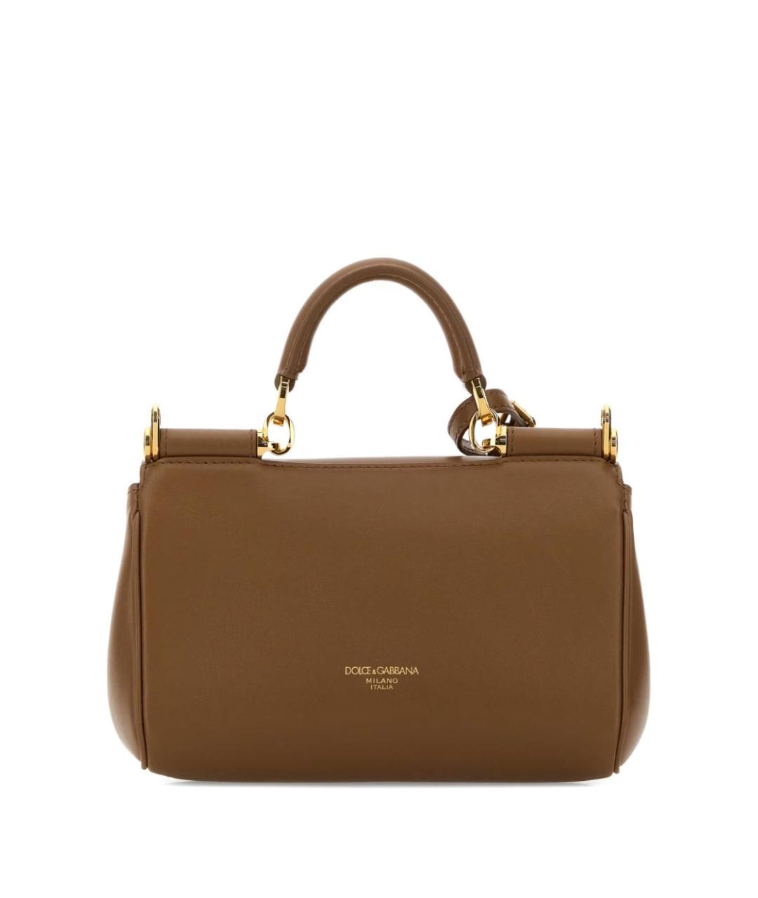 DOLCE&GABBANA Коричневая кожаная сумка тоут, фото 5