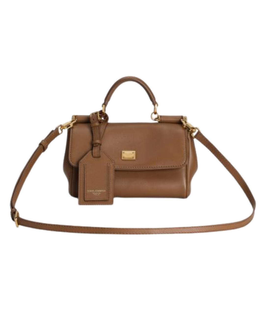 DOLCE&GABBANA Коричневая кожаная сумка тоут, фото 2