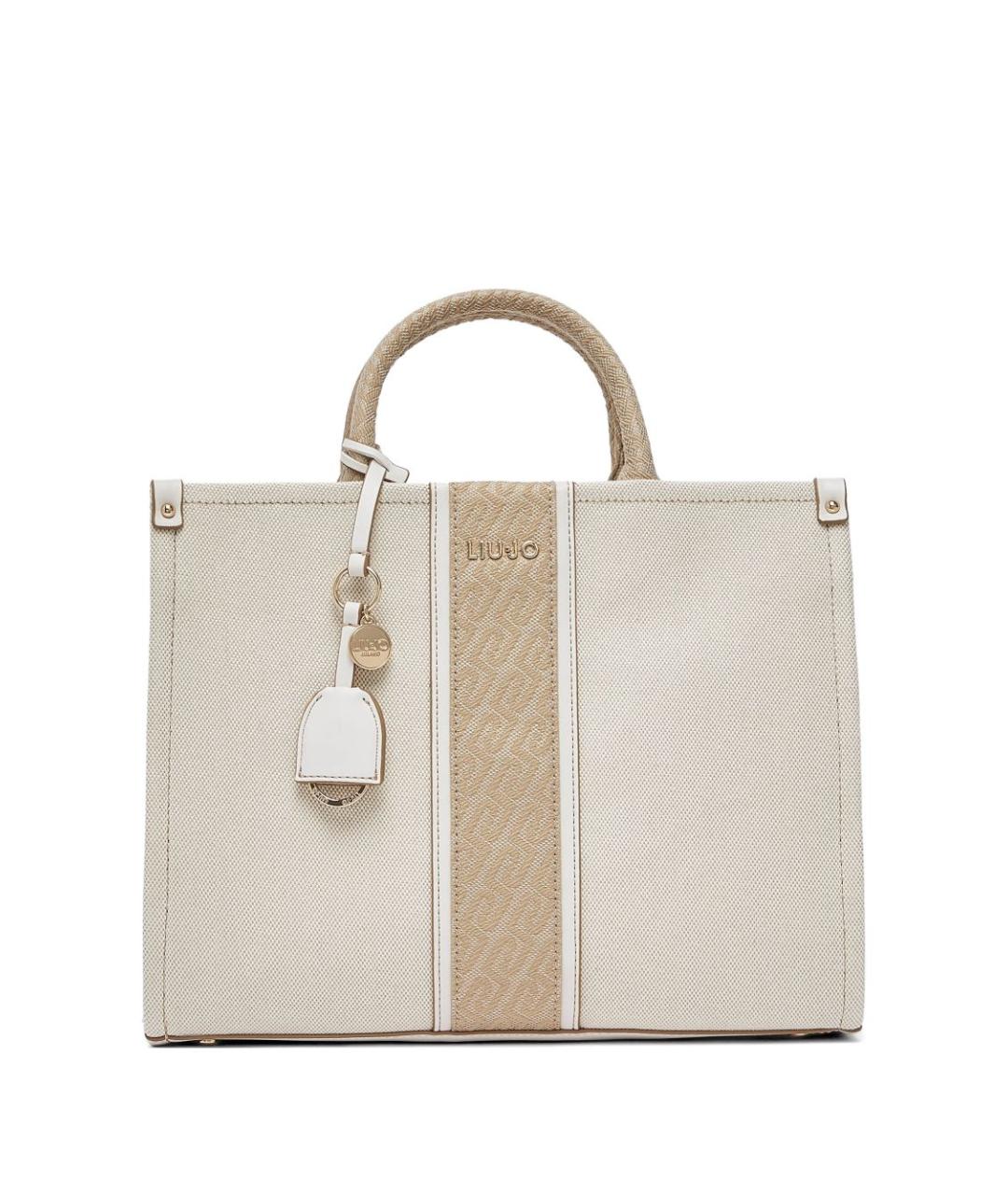 LIU JO Бежевая тканевая сумка тоут, фото 1