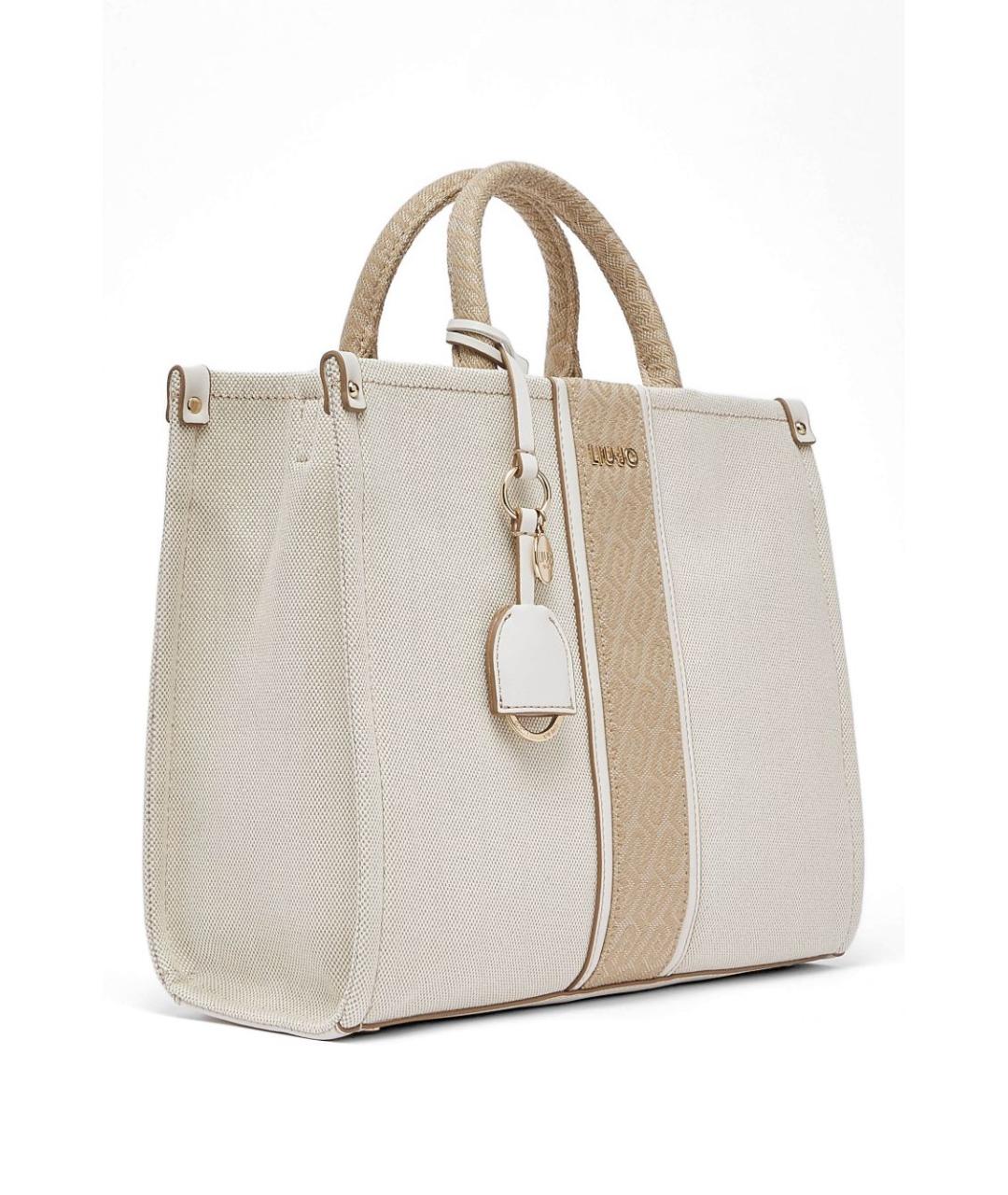 LIU JO Бежевая тканевая сумка тоут, фото 3