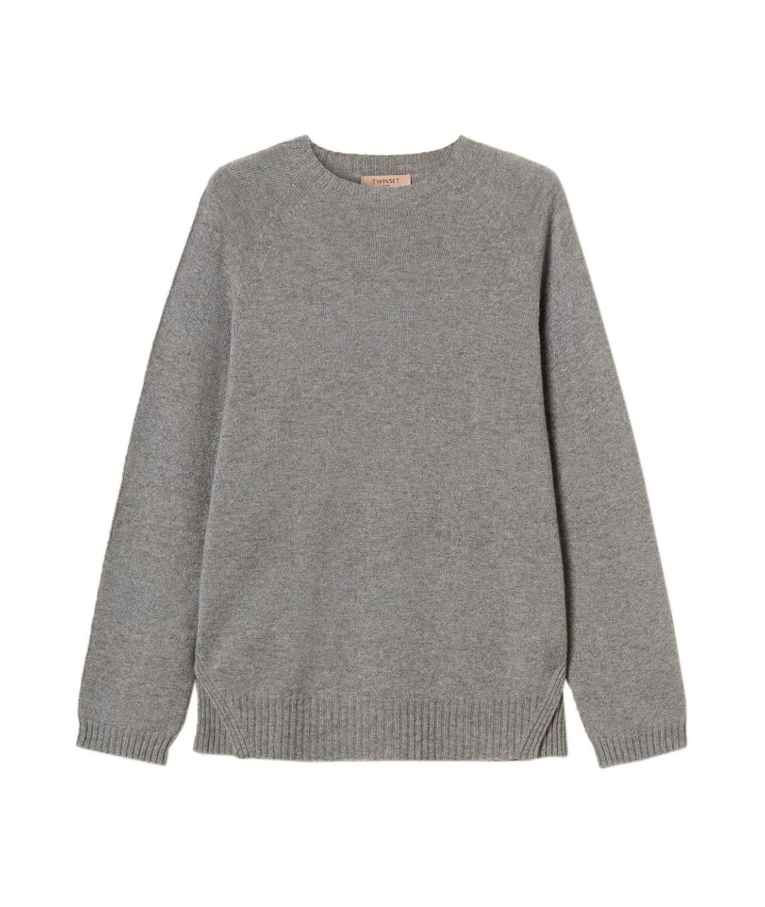 TWIN-SET Серый шерстяной джемпер / свитер, фото 1
