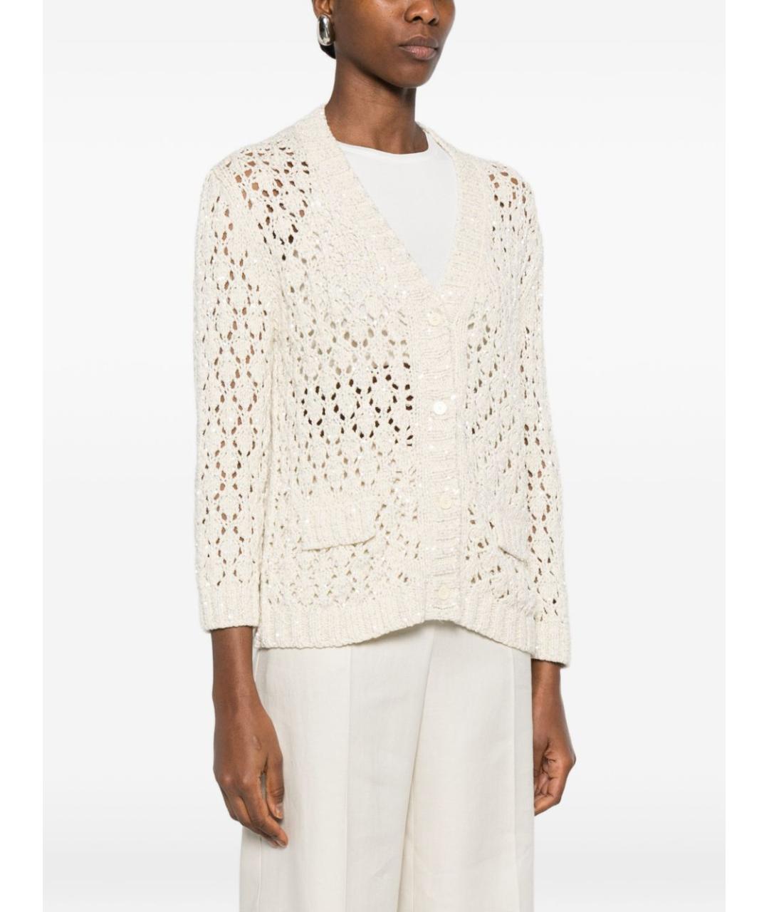 FABIANA FILIPPI Бежевый хлопковый кардиган, фото 4