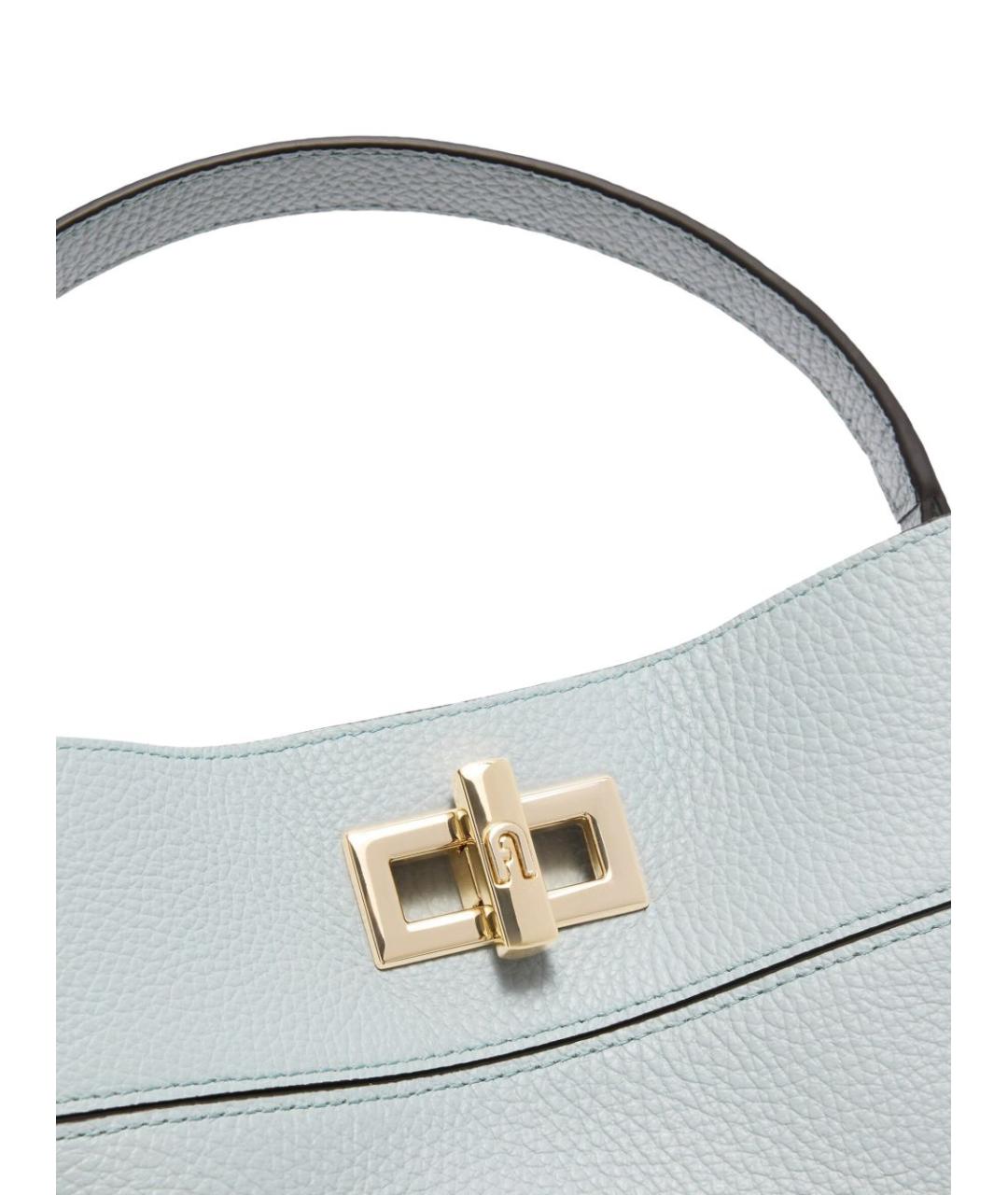 FURLA Голубая кожаная сумка с короткими ручками, фото 2