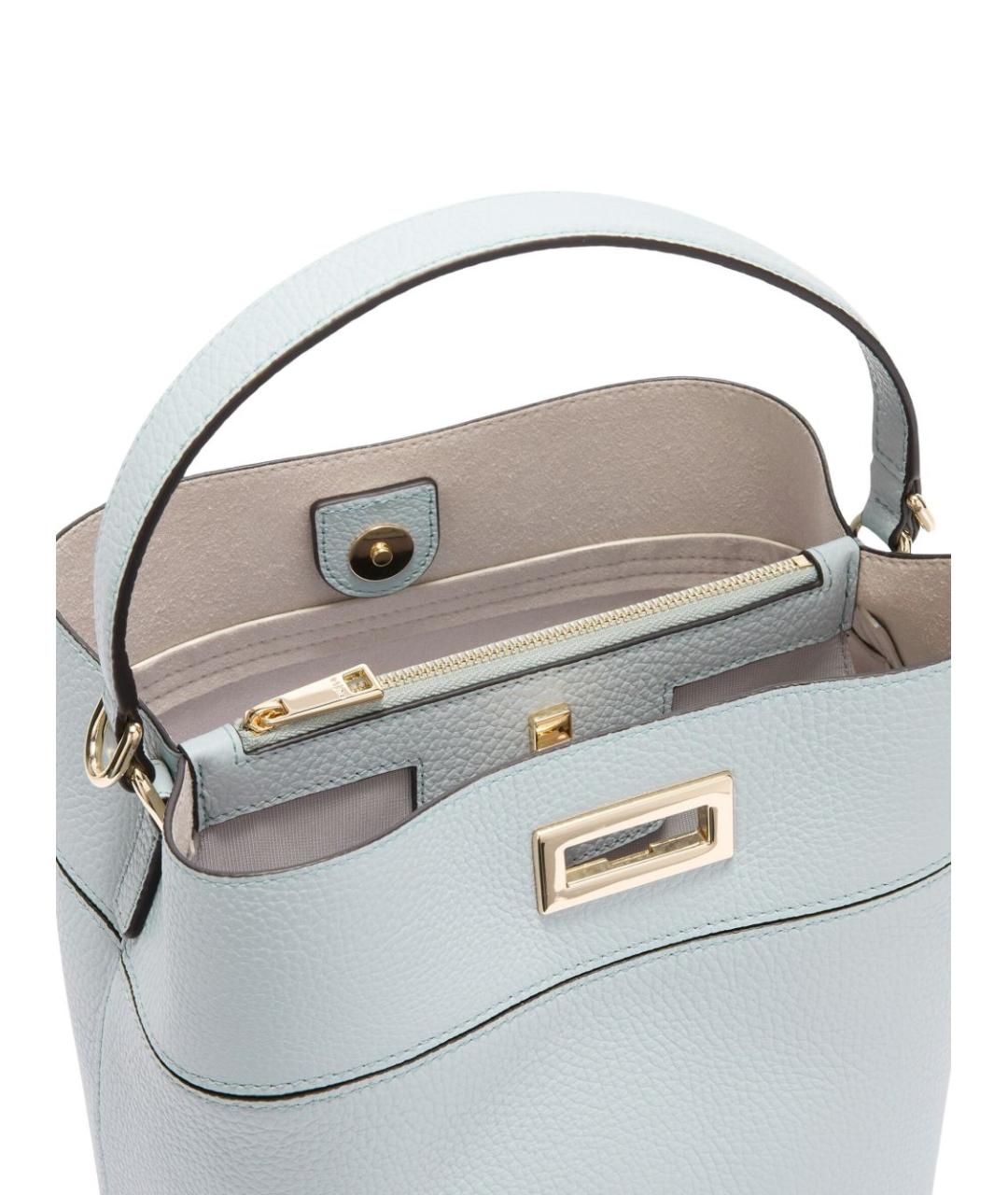 FURLA Голубая кожаная сумка с короткими ручками, фото 4