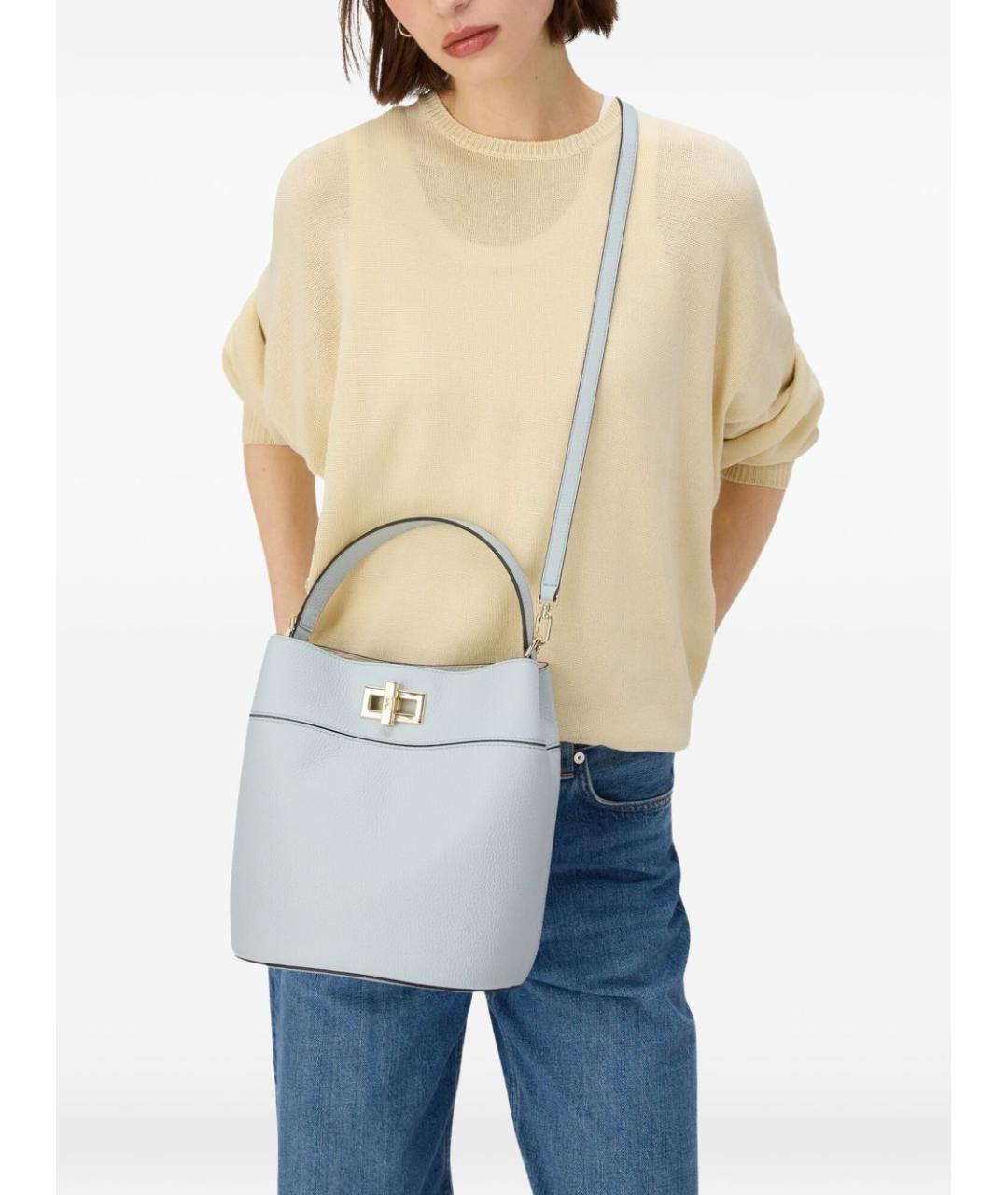 FURLA Голубая кожаная сумка с короткими ручками, фото 3