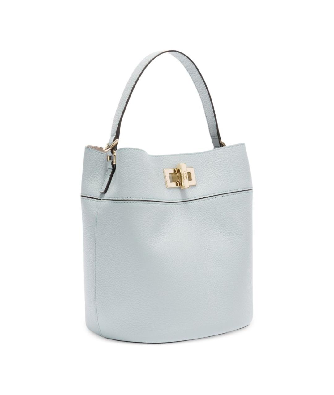 FURLA Голубая кожаная сумка с короткими ручками, фото 6