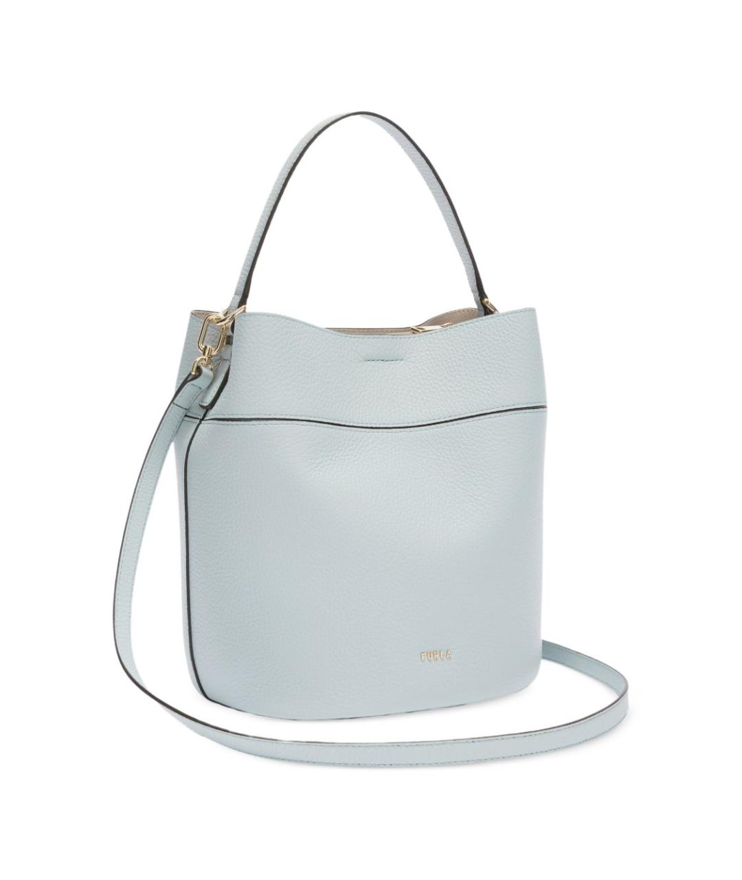FURLA Голубая кожаная сумка с короткими ручками, фото 5