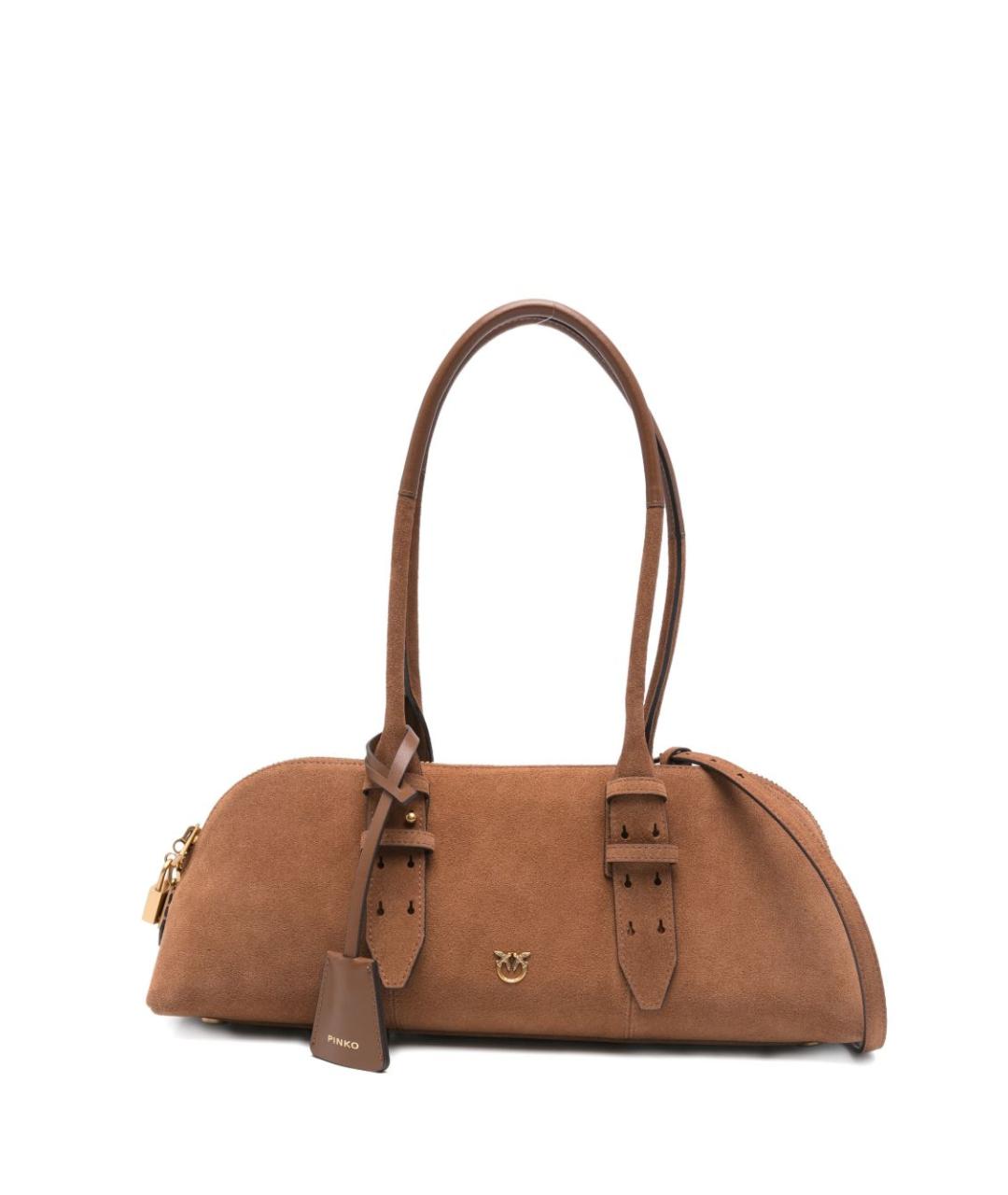 PINKO Коричневая замшевая сумка через плечо, фото 1