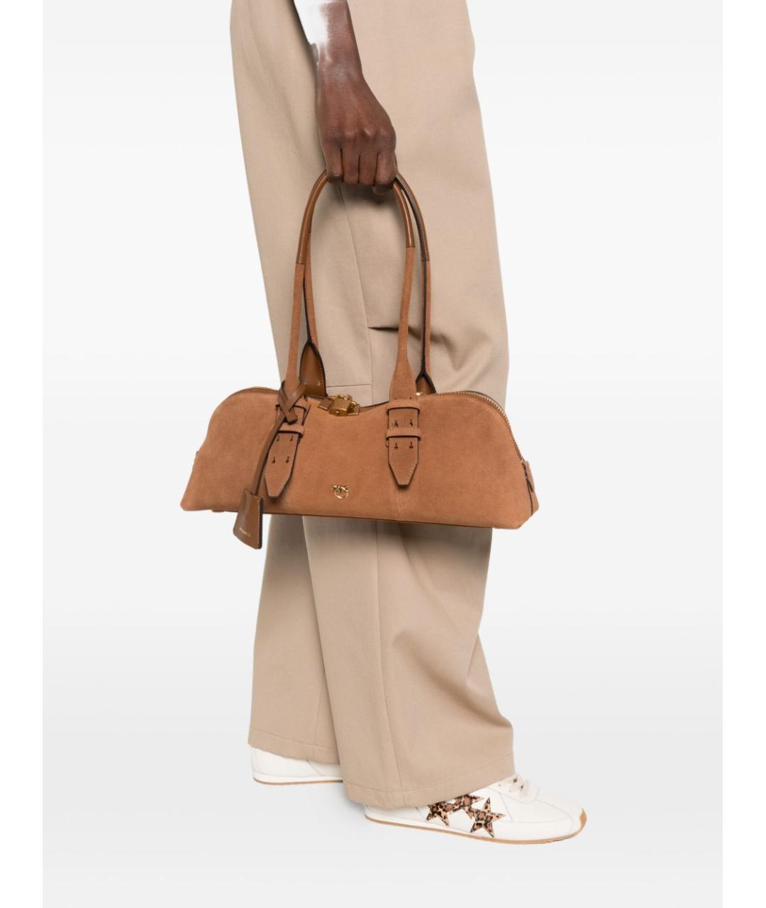 PINKO Коричневая замшевая сумка через плечо, фото 2