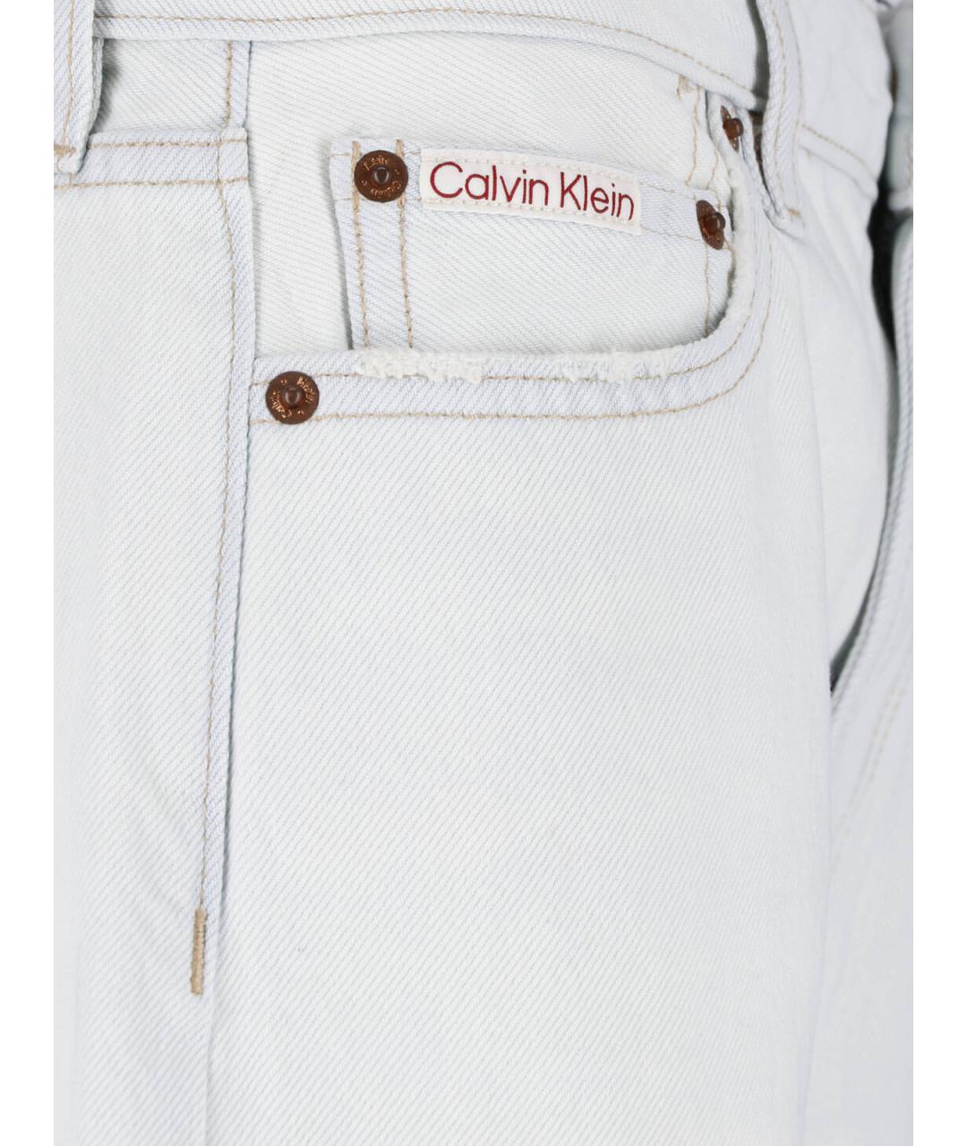 CALVIN KLEIN Белые хлопковые прямые джинсы, фото 4