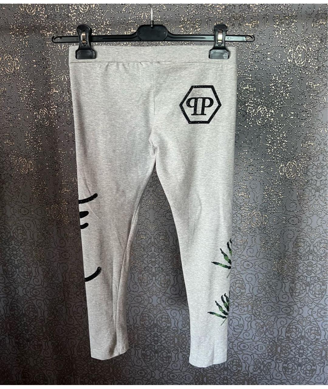 PHILIPP PLEIN Серые хлопковые брюки и шорты, фото 4