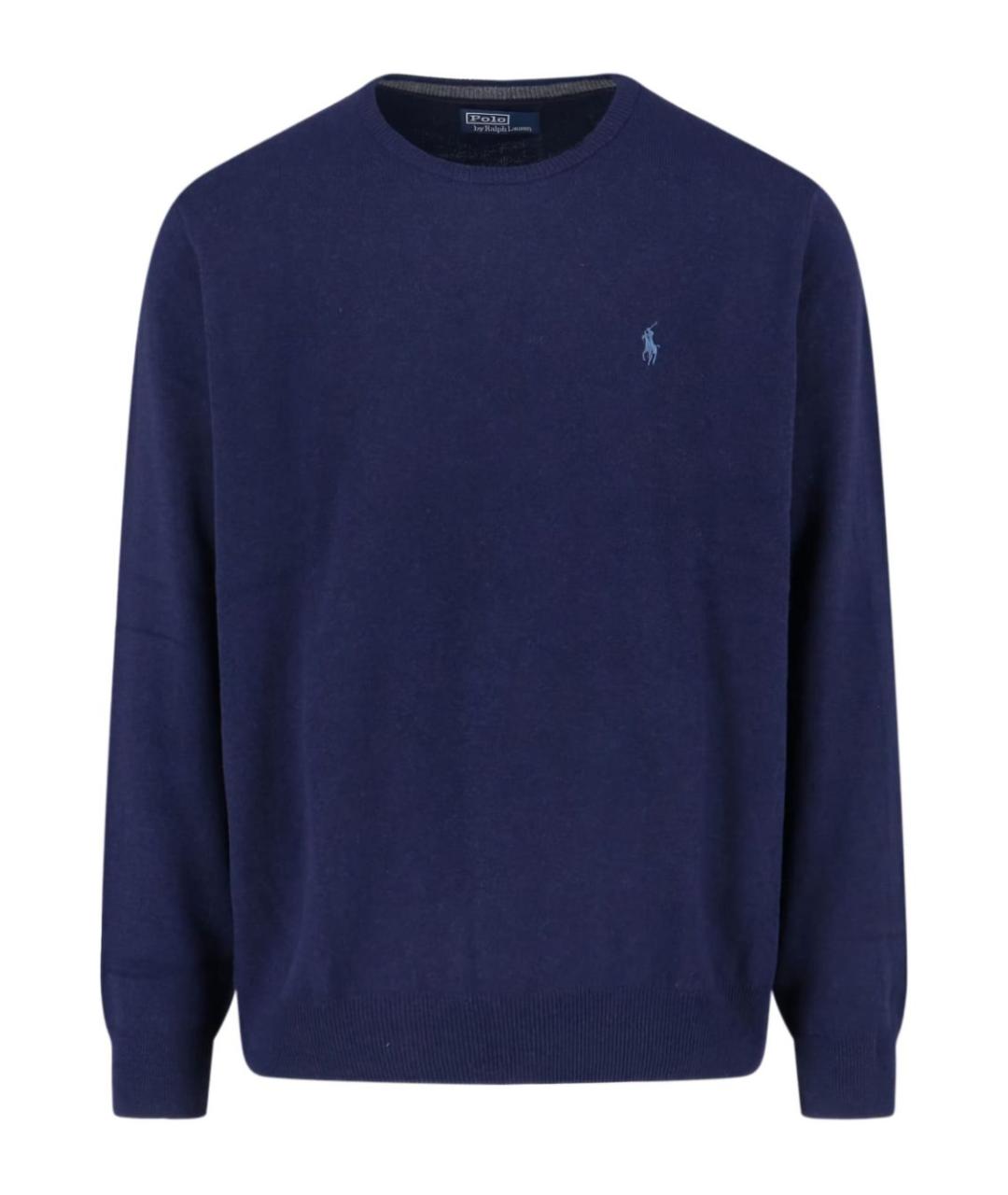 RALPH LAUREN Темно-синий шерстяной джемпер / свитер, фото 1
