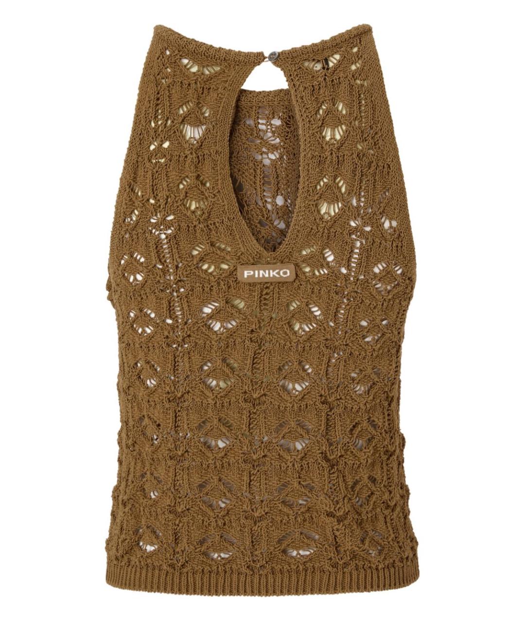 PINKO Коричневая майка, фото 4