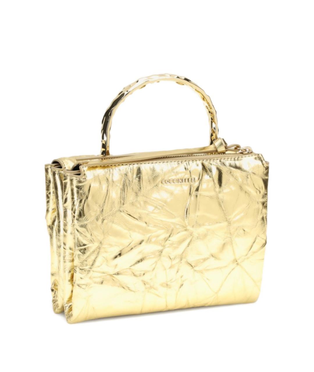 COCCINELLE Золотая сумка с короткими ручками из искусственной кожи, фото 3