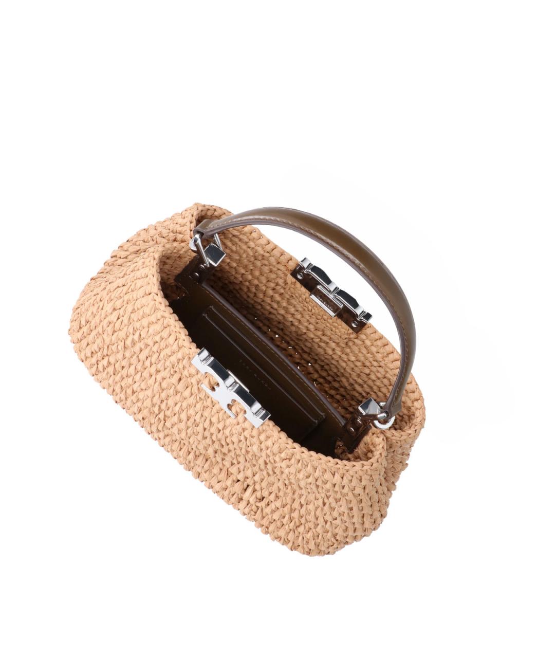 TORY BURCH Бежевая пелетеная сумка с короткими ручками, фото 4