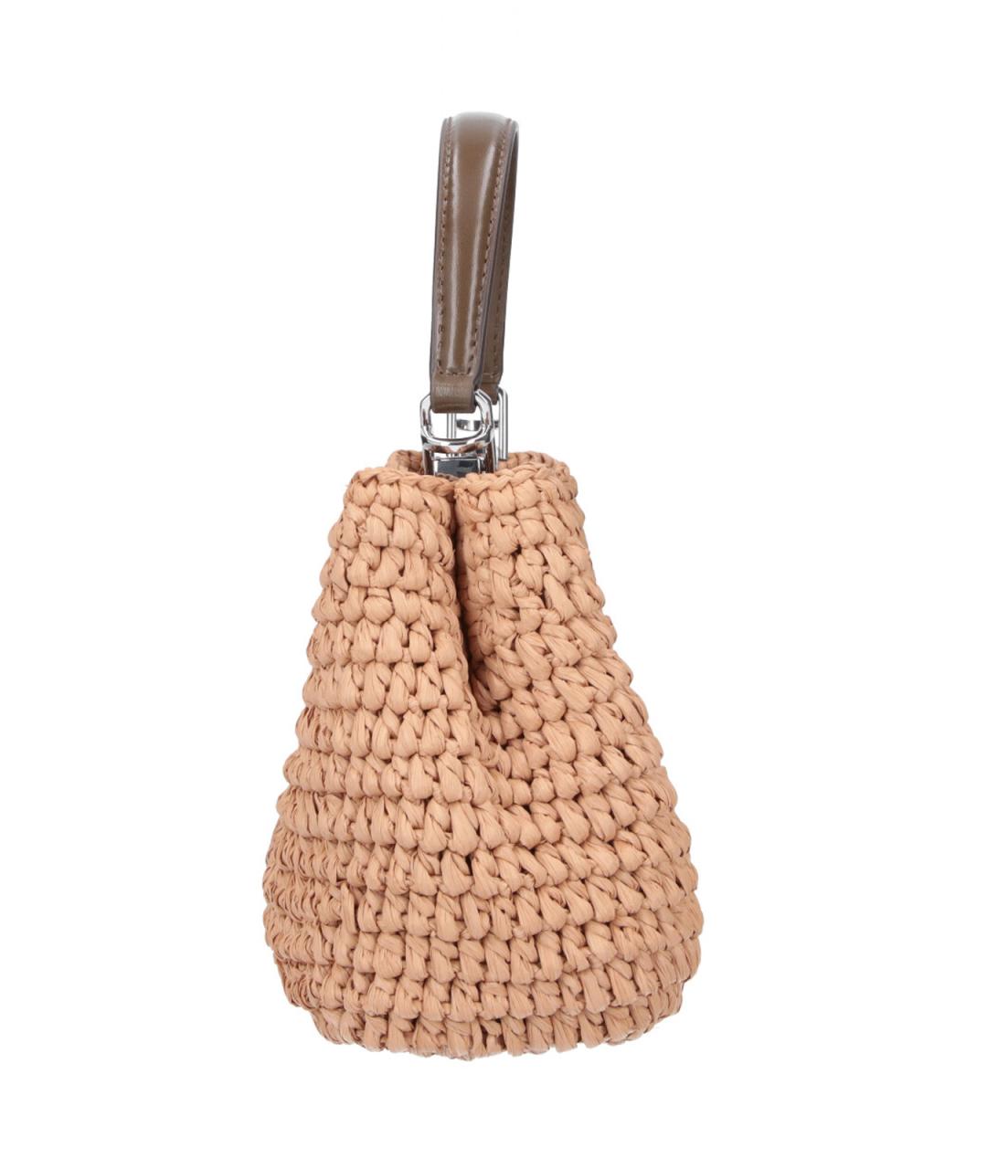 TORY BURCH Бежевая пелетеная сумка с короткими ручками, фото 5