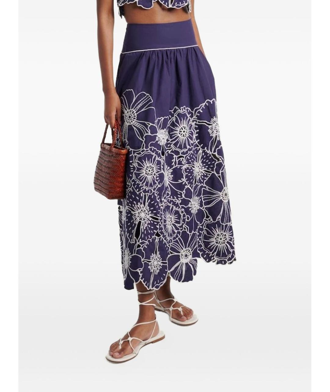 FARM RIO Синяя хлопковая юбка миди, фото 2