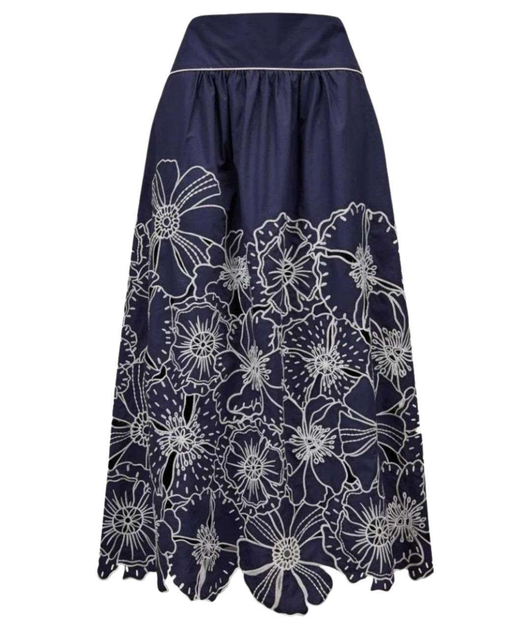 FARM RIO Синяя хлопковая юбка миди, фото 1