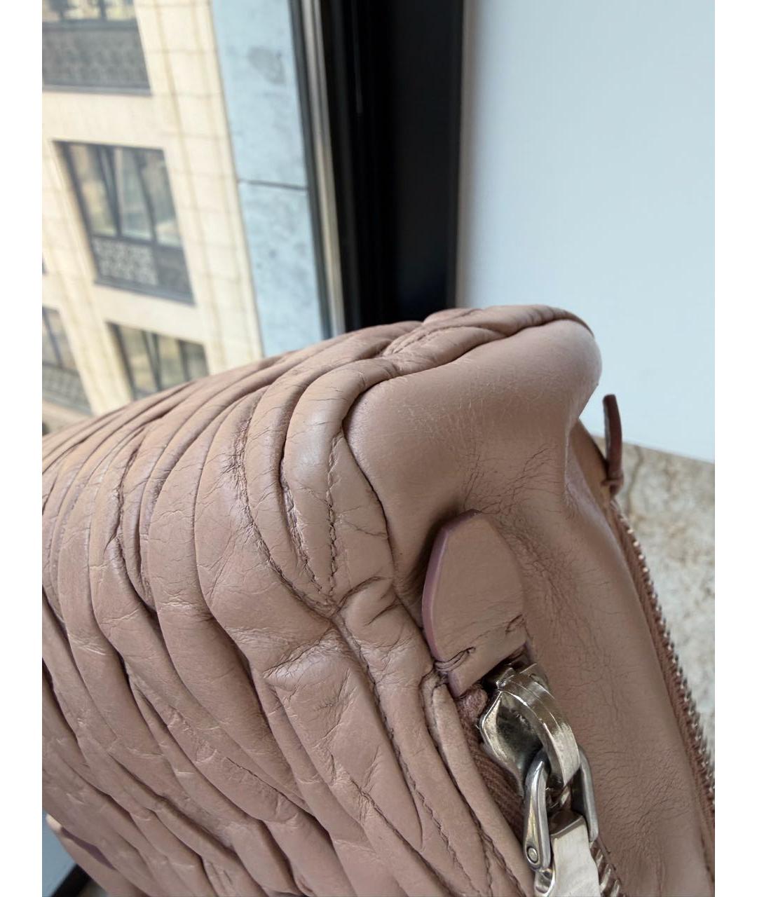 MIU MIU Розовая кожаная сумка через плечо, фото 6