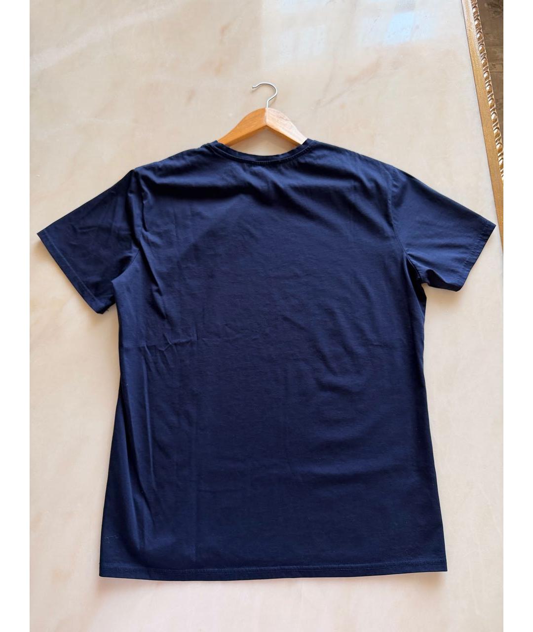 LORO PIANA Темно-синяя хлопковая футболка, фото 2