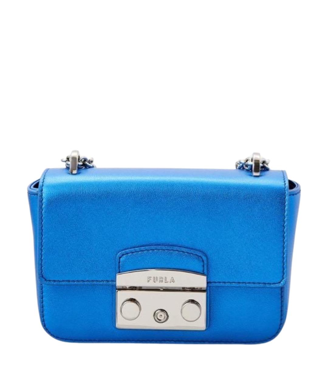 FURLA Синяя кожаная сумка через плечо, фото 1