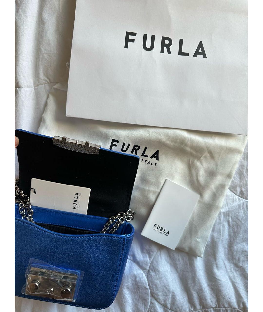 FURLA Синяя кожаная сумка через плечо, фото 6