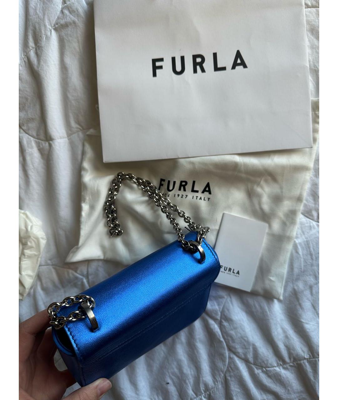 FURLA Синяя кожаная сумка через плечо, фото 3