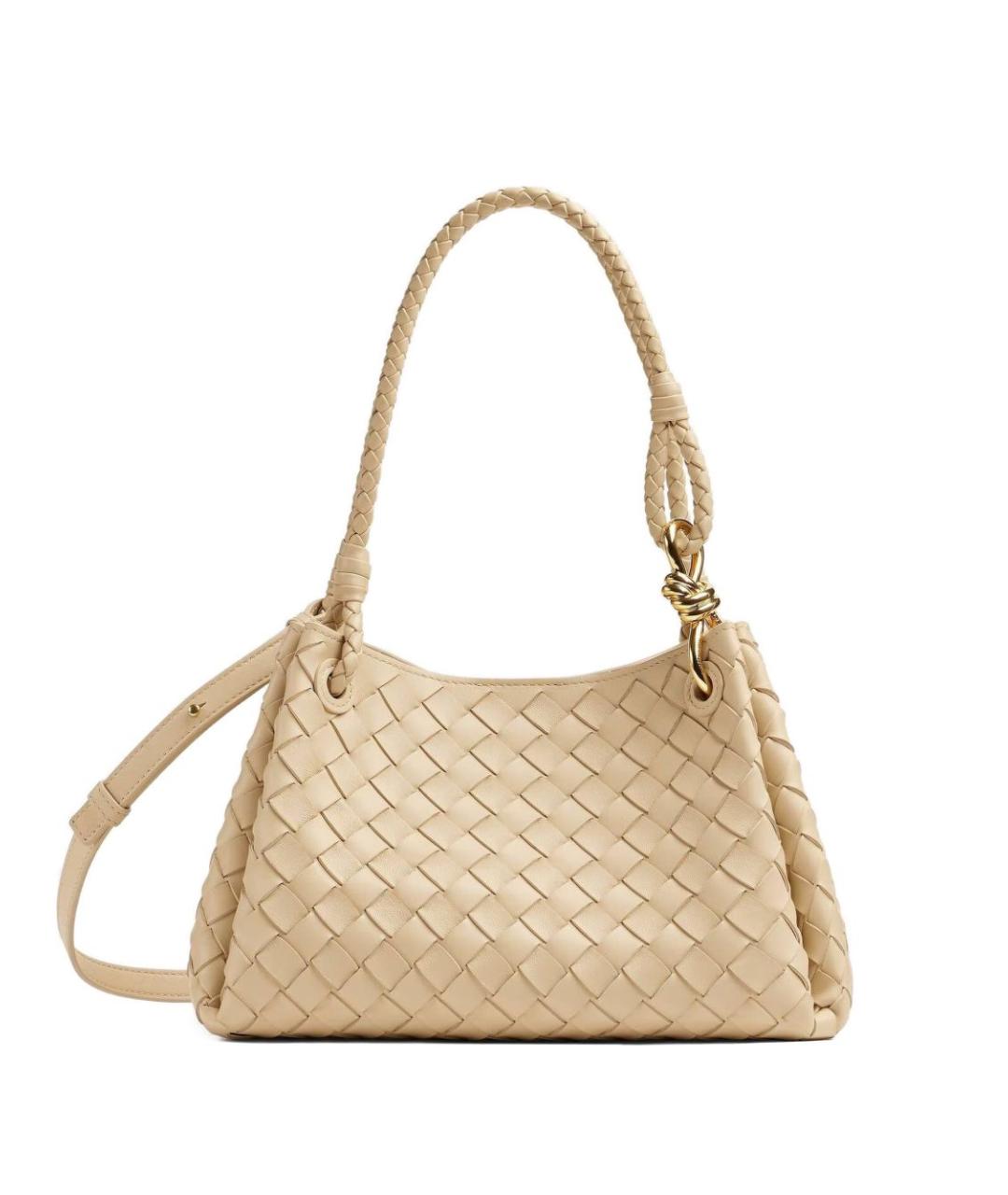 BOTTEGA VENETA Бежевая кожаная сумка тоут, фото 5
